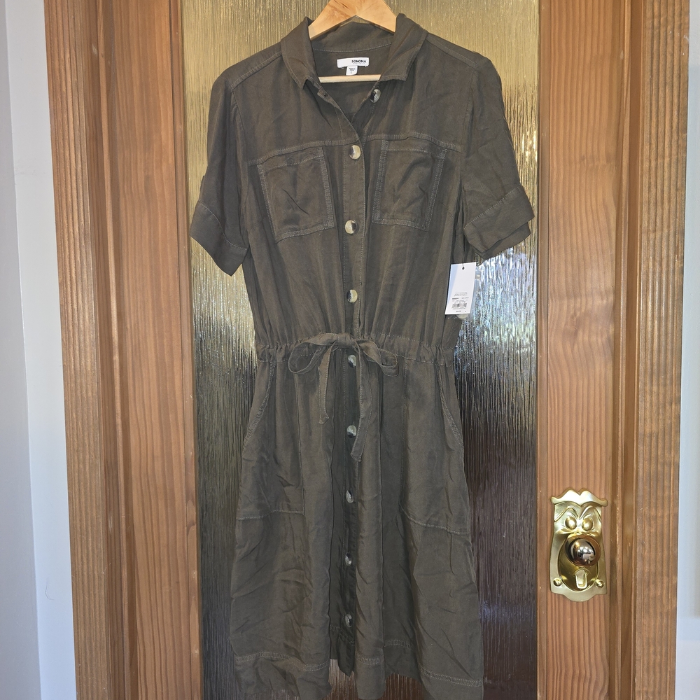 Sonoma Olive Green  Midi Dress